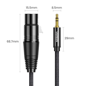  Kabel przewód audio 3.5mm mini jack (męski) - XLR (żeński) 1m czarny - zdj. dodatkowe 9