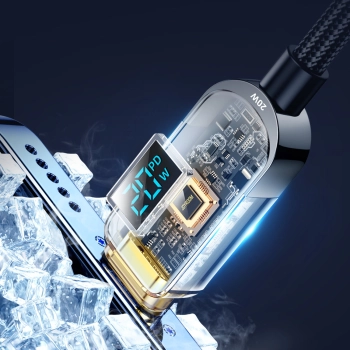  Kabel przewód do iPhone USB-C - Lightning z wyświetlaczem 20W 1.2 m czarny - zdj. dodatkowe 4