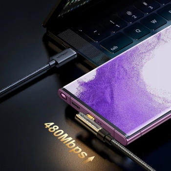  Kątowy kabel USB-C do szybkiego ładowania i transferu danych 100W 1.2m czarny - zdj. dodatkowe 5