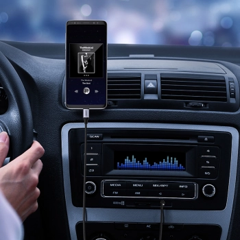  Kabel przewód audio w oplocie USB-C - mini jack 3.5mm 1m szary - zdj. dodatkowe 1