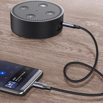  Kabel przewód audio w oplocie USB-C - mini jack 3.5mm 1m szary - zdj. dodatkowe 2