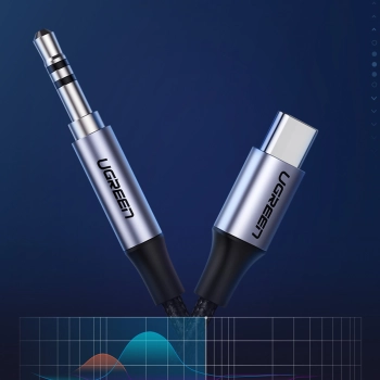  Kabel przewód audio w oplocie USB-C - mini jack 3.5mm 1m szary - zdj. dodatkowe 5