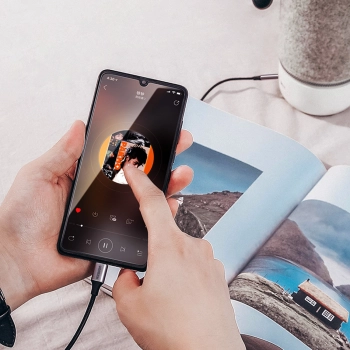  Kabel przewód audio w oplocie USB-C - mini jack 3.5mm 1m szary - zdj. dodatkowe 8