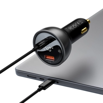  Ładowarka samochodowa USB USB-C PD3.1 140W + kabel USB-C 1m czarny - zdj. dodatkowe 3