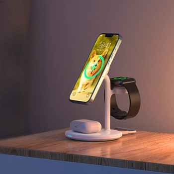  3w1 Stojak stacja ładująca indukcyjna do iPhone AirPods Pro Apple Watch czarna - zdj. dodatkowe 9