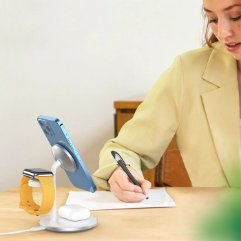  3w1 Stojak stacja ładująca indukcyjna do iPhone AirPods Pro Apple Watch czarna - zdj. dodatkowe 5