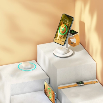  3w1 Stojak stacja ładująca indukcyjna do iPhone AirPods Pro Apple Watch czarna - zdj. dodatkowe 6