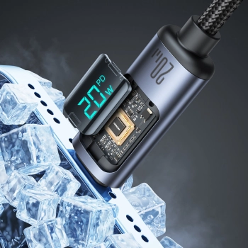  Kabel do iPhone z wyświetlaczem LED Lightning - USB-C 2.4A 1.2m czarny - zdj. dodatkowe 1