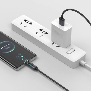 Kabel przewód z wyświetlaczem LED USB-C - USB-A 66W 1.2m czarny - zdj. dodatkowe 9