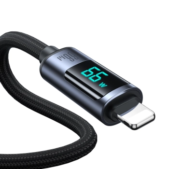  Kabel przewód z wyświetlaczem LED USB-C - USB-A 66W 1.2m czarny - zdj. dodatkowe 10