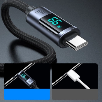  Kabel przewód z wyświetlaczem LED USB-C - USB-A 66W 1.2m czarny - zdj. dodatkowe 4