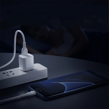  Kabel przewód ze wskaźnikiem LED USB - micro USB 2.4A 2m biały - zdj. dodatkowe 2