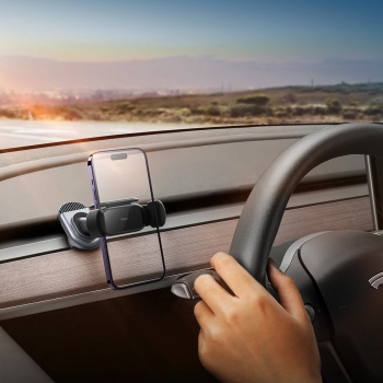  Uchwyt samochodowy z panelem słonecznym do Tesla Model 3 / Y T-Space czarny - zdj. dodatkowe 10