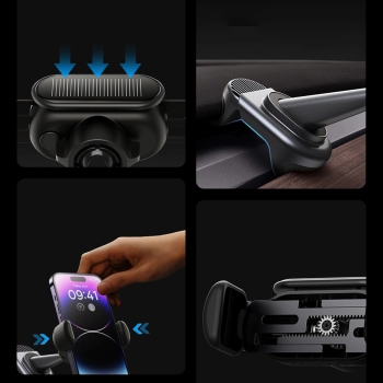  Uchwyt samochodowy z panelem słonecznym do Tesla Model 3 / Y T-Space czarny - zdj. dodatkowe 2