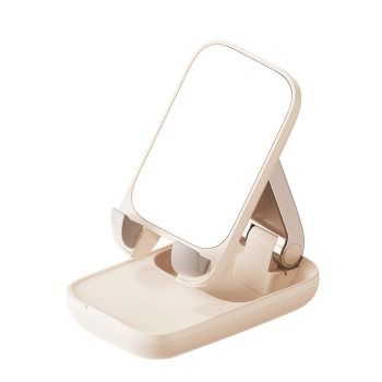  2w1 Regulowany stojak podstawka na telefon z lusterkiem Seashell Series beżowy - zdj. dodatkowe 7