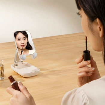  2w1 Regulowany stojak podstawka na telefon z lusterkiem Seashell Series beżowy - zdj. dodatkowe 8