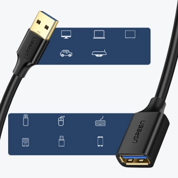  Przedłużacz kabla przewodu USB 3.0 1m czarny - zdj. dodatkowe 4