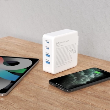  Szybka i mocna ładowarka sieciowa GaN 2x USB-C 2x USB 100W biała - zdj. dodatkowe 7
