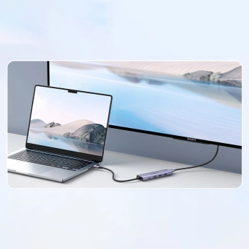  5w1 Wielofunkcyjny HUB adapter USB-C 3x USB-A HDMI 4K PD 100W szary - zdj. dodatkowe 2