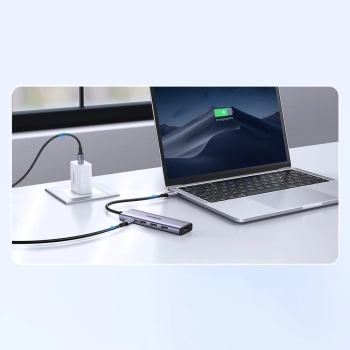  5w1 Wielofunkcyjny HUB adapter USB-C 3x USB-A HDMI 4K PD 100W szary - zdj. dodatkowe 4