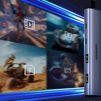  HUB adapter portów USB-C - 2x USB-A 2x USB-C 20cm szary - zdj. dodatkowe 2