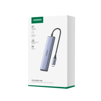  HUB adapter portów USB-C - 2x USB-A 2x USB-C 20cm szary - zdj. dodatkowe 4