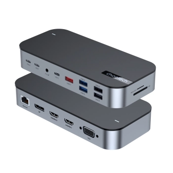  HUB Adapter M52 USB-C USB-A hdmi vga dp sd tf RJ45 aux PD szary - zdj. dodatkowe 2