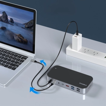  HUB Adapter M52 USB-C USB-A hdmi vga dp sd tf RJ45 aux PD szary - zdj. dodatkowe 7