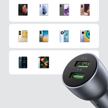  Szybka ładowarka samochodowa 2x USB 36W Quick Charge SCP FCP AFC szary - zdj. dodatkowe 2