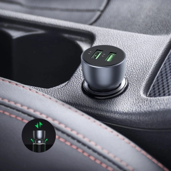  Szybka ładowarka samochodowa 2x USB 36W Quick Charge SCP FCP AFC szary - zdj. dodatkowe 5