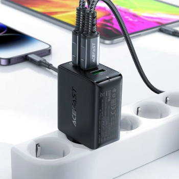  Szybka ładowarka sieciowa GaN 2x USB-C USB-A PPS PD QC4+ 65W czarna - zdj. dodatkowe 5