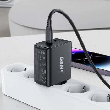  Szybka ładowarka sieciowa GaN 35W PD 2x USB-C czarna - zdj. dodatkowe 6