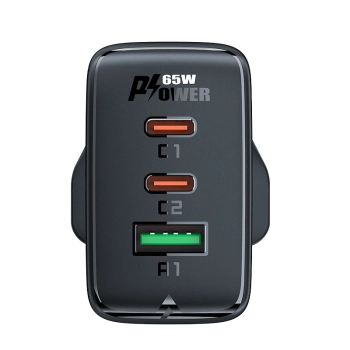  Ładowarka sieciowa wtyczka angielska UK GaN 65W 1x USB 2x USB-C PD biała - zdj. dodatkowe 2