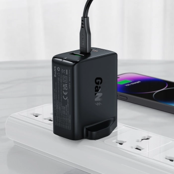  Ładowarka sieciowa wtyczka angielska UK GaN 65W 1x USB 2x USB-C PD biała - zdj. dodatkowe 3