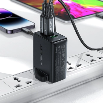  Ładowarka sieciowa wtyczka angielska UK GaN 65W 1x USB 2x USB-C PD biała - zdj. dodatkowe 4