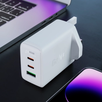  Ładowarka sieciowa wtyczka angielska UK GaN 65W 1x USB 2x USB-C PD biała - zdj. dodatkowe 6