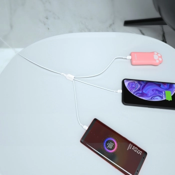  3w1 Kabel przewód USB-A do USB-C micro USB iPhone Lightning 480Mb/s 1.2m biały - zdj. dodatkowe 3