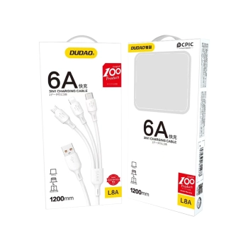  3w1 Kabel przewód USB-A do USB-C micro USB iPhone Lightning 480Mb/s 1.2m biały - zdj. dodatkowe 4