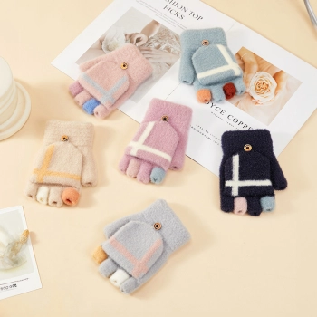  Rękawiczki mitenki zimowe do telefonu dziecięco - damskie niebieskie - zdj. dodatkowe 2