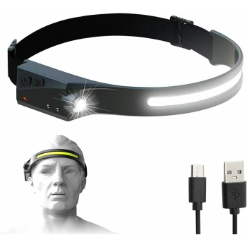  Latarka czołowa czołówka LED z czujnikiem ruchu IPX4 USB-C 1200 mAh czarna - zdj. dodatkowe 2