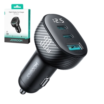  Ładowarka samochodowa z wyświetlaczem 2x USB-C USB-A 30W czarna - zdj. dodatkowe 5