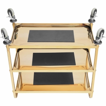  Wózek kelnerski cateringowy do serwowania 3 półki 89.5 x 49.5 cm do 240 kg - złoty - zdj. dodatkowe 3