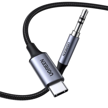  Kabel audio stereo AUX 3.5 mm mini jack - USB-C do telefonu tabletu 1m czarny - zdj. dodatkowe 1