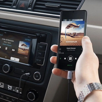  Kabel audio stereo AUX 3.5 mm mini jack - USB-C do telefonu tabletu 1m czarny - zdj. dodatkowe 3