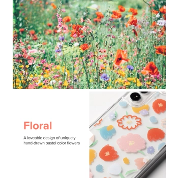  Pancerne etui pokrowiec z żelową ramką Galaxy S22+ Fusion Design Floral przezroczysty - zdj. dodatkowe 1