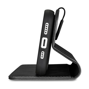  2w1 etui skórzany pokrowiec z klapką iPhone 14 Anti-RFID Oil Wax Wallet Case czarny - zdj. dodatkowe 5