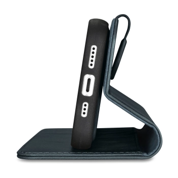  2w1 etui skórzany pokrowiec z klapką iPhone 14 Anti-RFID Oil Wax Wallet Case niebieski - zdj. dodatkowe 6