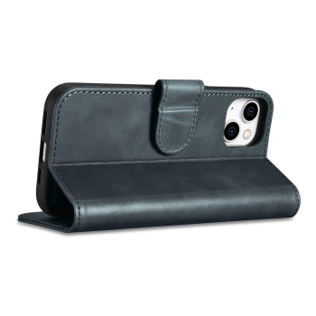  2w1 etui skórzany pokrowiec z klapką iPhone 14 Anti-RFID Oil Wax Wallet Case niebieski - zdj. dodatkowe 7