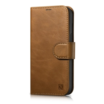  2w1 etui skórzany pokrowiec z klapką iPhone 14 Anti-RFID Oil Wax Wallet Case jasno-brązowy - zdj. dodatkowe 1