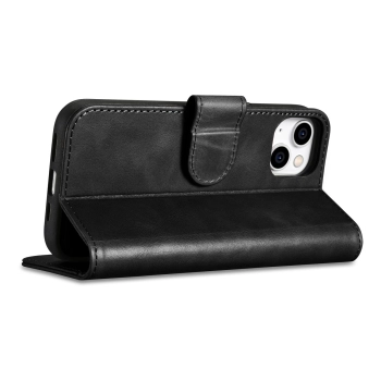  2w1 etui skórzany pokrowiec z klapką iPhone 14 Plus Anti-RFID Oil Wax Wallet Case czarny - zdj. dodatkowe 7